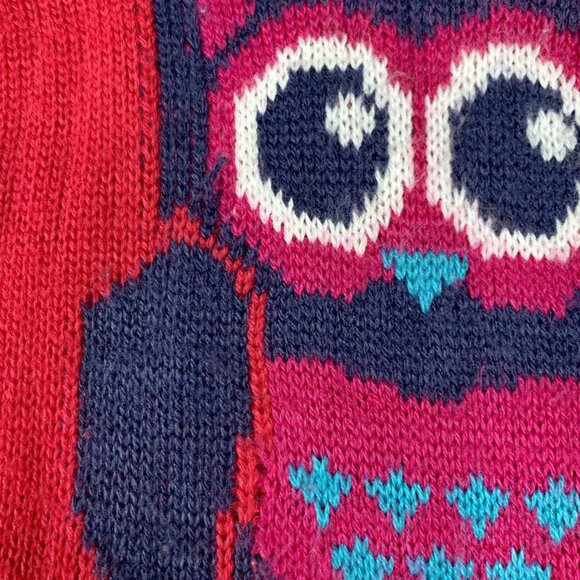 OWL Knited Sweater Dress Girls 2-3 2T 3T Red Toddler Girl Knit Winter Tunic Fall - Picture 4 of 6